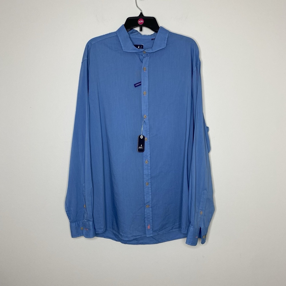 Johnnie-O Top Shelf Laguna Blue Button Up Shirt Mens XXL Long Sleeve Lightweight